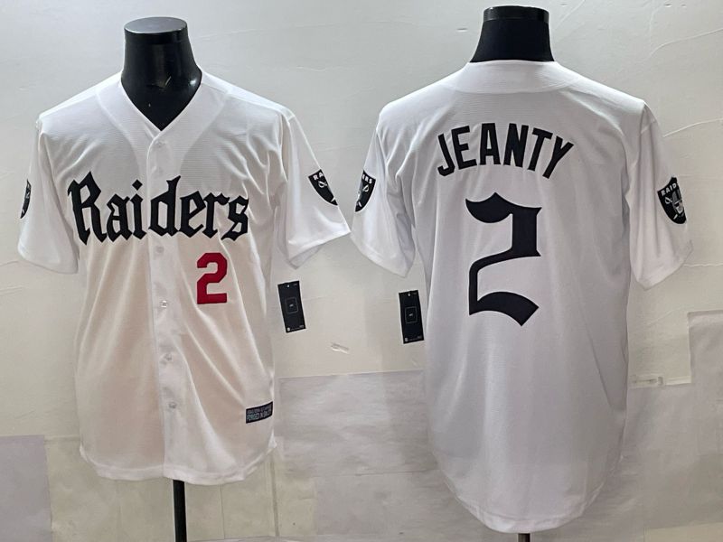Men 2025 Oakland Raiders #2 Jeanty white 6th generation Joint Name Nike Limited NFL Jersey style 04
